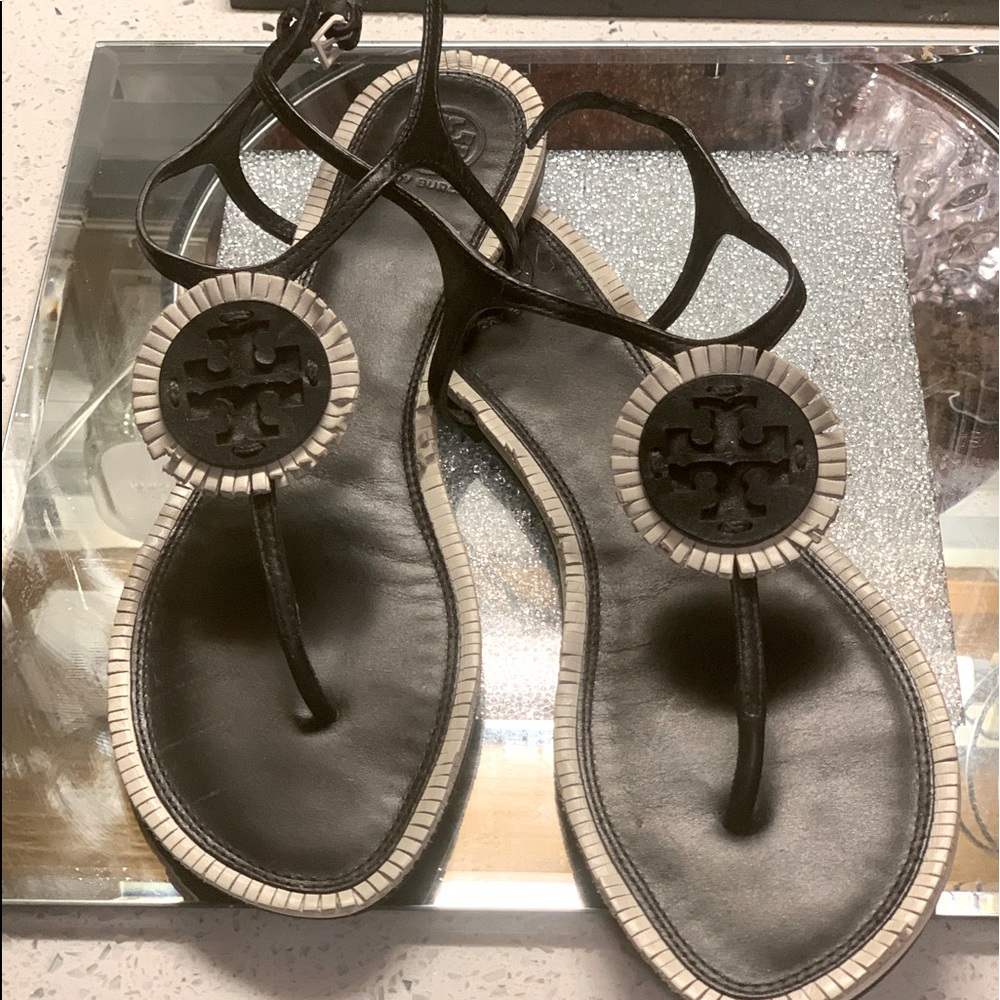 Black and white Tory Burch sandals